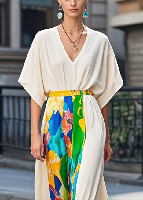 Elegant Apricot Cinched Patchwork Chiffon Party Dress Summer