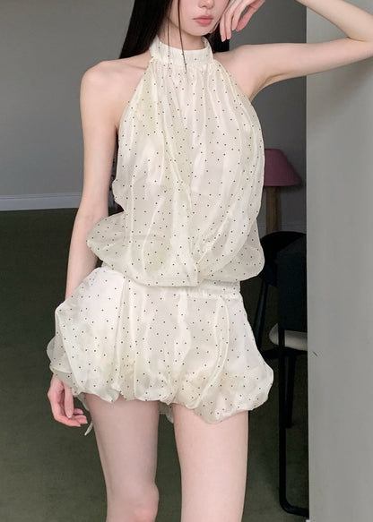 Elegant Apricot Turtleneck Dot Patchwork Tulle Mid Dresses Sleeveless