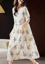 Load image into Gallery viewer, Elegant Beige Embroidered Floral Patchwork Maxi Dress Short Sleeve