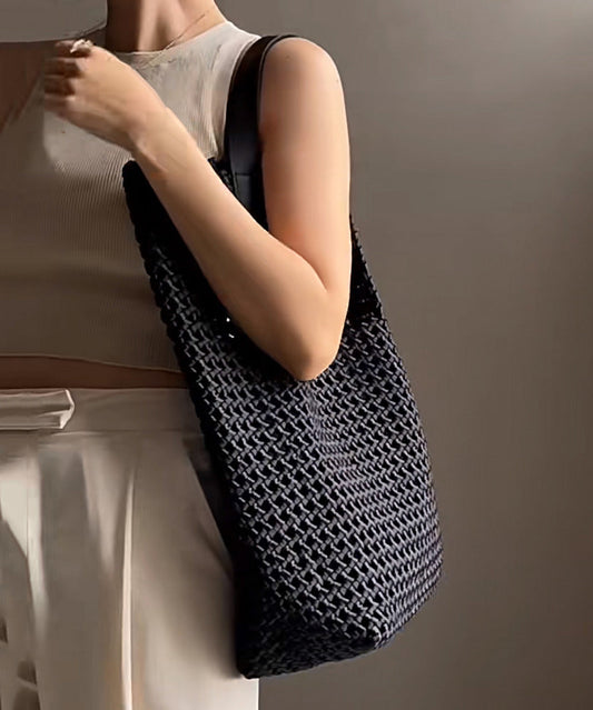 Elegant Black Large Capacity Hollow Out Shoulder Handbag