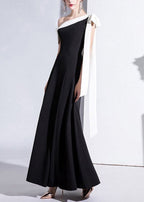 Elegant Black One Shoulder Party Dress Summer