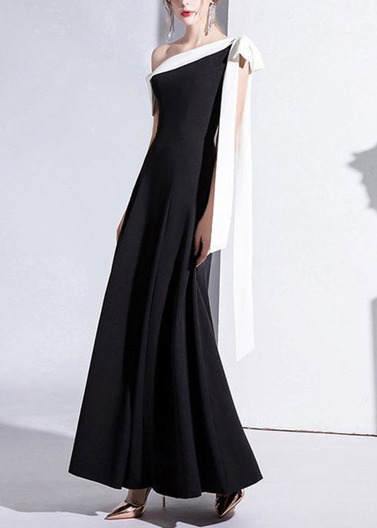 Elegant Black One Shoulder Party Dress Summer