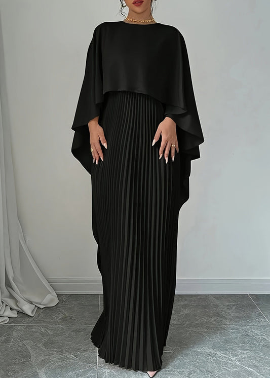 Elegant Black Patchwork Solid Maxi Dress Spring