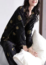 Load image into Gallery viewer, Elegant Black Print Button Cotton Two Pieces Set Long Sleeve