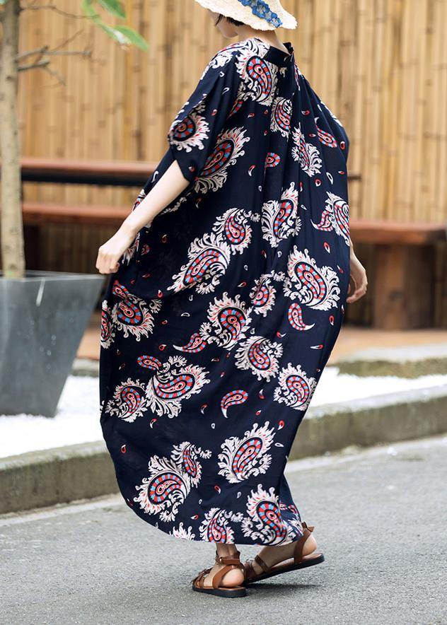 Elegant Floral Summer Dresses Long Cotton Caftans Plus Size - SooLinen
