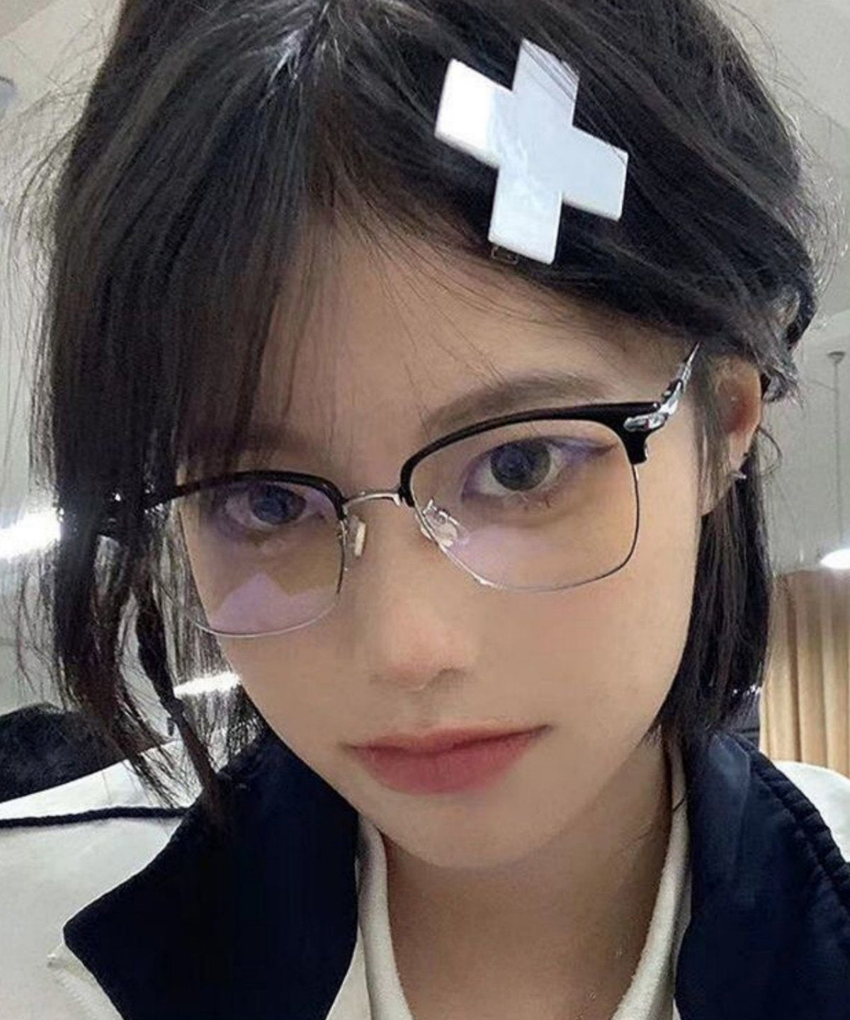 Elegant Black Silk Metal Blue Light Blocking Unisex Half Rim Reading Glasses