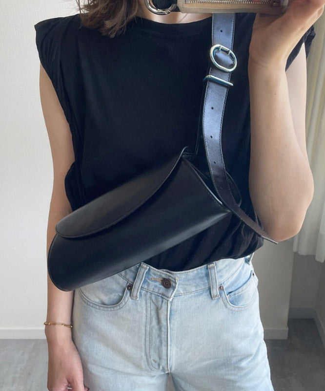 Elegant Black Solid Durable Faux Leather Hobo Bag