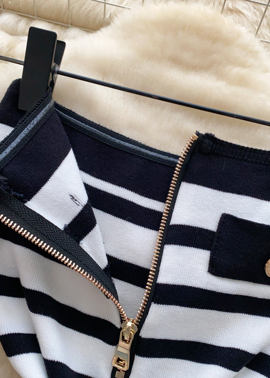 Elegant Black Strapless Striped Knit Zippered Dresses Summer