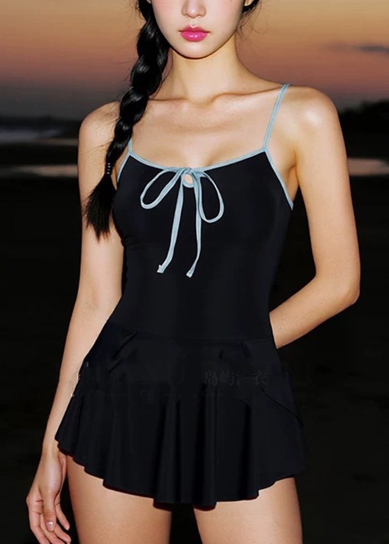 Elegant Black Tie Lace Patchwork Bodysuit Swimwear