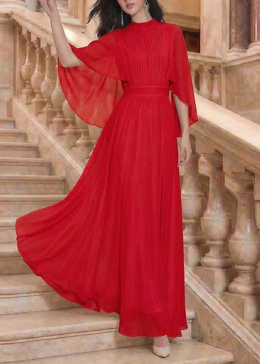 Elegant Black Wrinkled Patchwork Chiffon Dress Summer