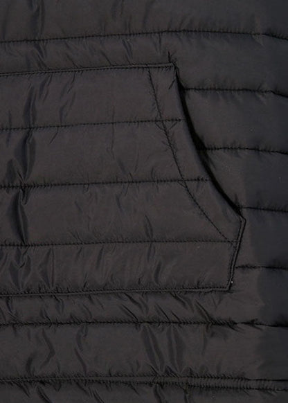 Elegant Black drawstring Hooded Pockets Fine Cotton Filled tops Winter