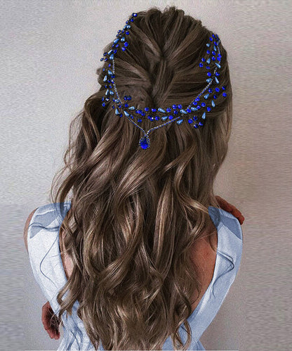 Elegant Blue Zircon Water Dropl Pearl HairPiece