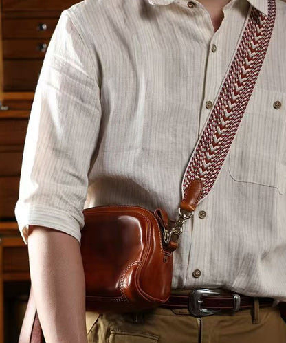 Elegant Brown Solid Durable Faux Leather Messenger Bag
