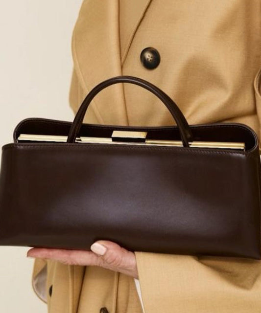 Elegant Chocolate Rectangle Multi-layer Faux Leather Shoulder Handbag