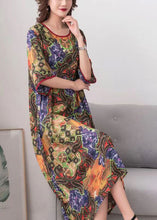 Load image into Gallery viewer, Elegant Colorblock O Neck Print Patchwork Chiffon Dress Summer