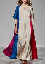 Load image into Gallery viewer, Elegant Colorblock Patchwork Loose Silk Dresses Summer