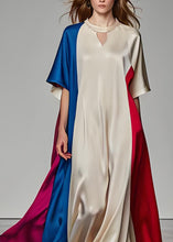 Load image into Gallery viewer, Elegant Colorblock Patchwork Loose Silk Dresses Summer