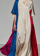 Load image into Gallery viewer, Elegant Colorblock Patchwork Loose Silk Dresses Summer