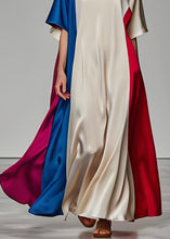Load image into Gallery viewer, Elegant Colorblock Patchwork Loose Silk Dresses Summer