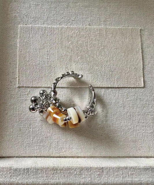 Elegant Copper Freshwater Shell Beading Tassel Open Rings