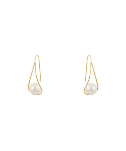 Elegant Copper Overgild Pearl Drop Earrings
