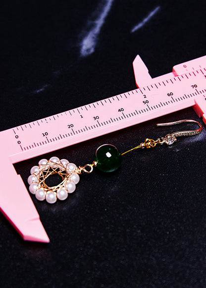 Elegant Floral Hoop Pearl Turquoise Drop Earrings