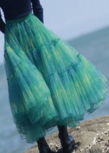 Load image into Gallery viewer, Elegant Green Ruffled Elastic Waist Tulle Skirt Spring