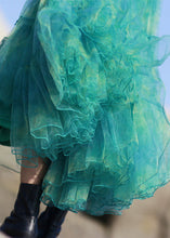 Load image into Gallery viewer, Elegant Green Ruffled Elastic Waist Tulle Skirt Spring