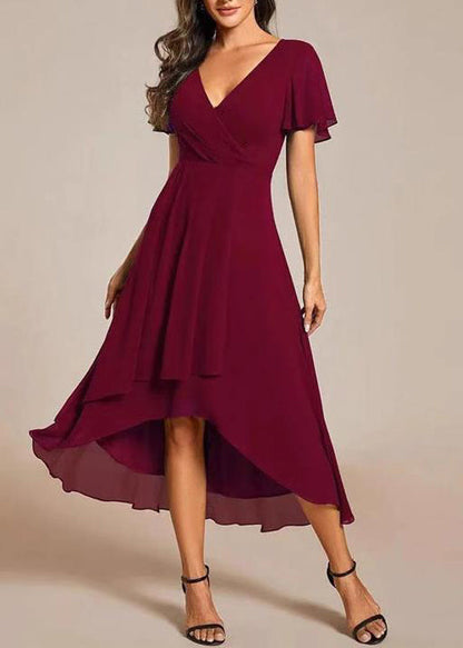 Elegant Green V Neck Layered Chiffon Long Dresses Summer