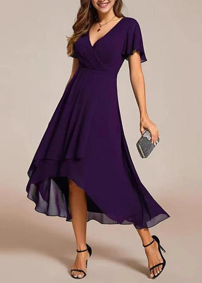 Elegant Green V Neck Layered Chiffon Long Dresses Summer