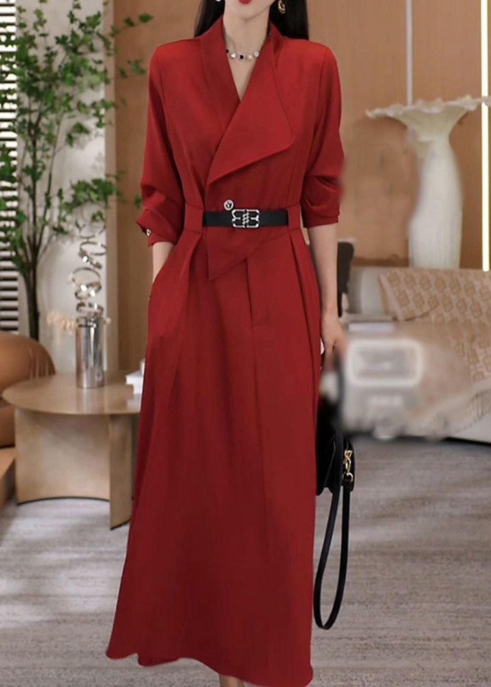 Elegant Green V Neck Waist Sashes Cotton Long Dresses Spring