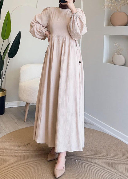 Elegant Green Wrinkled Lace Up Solid Long Dress Spring