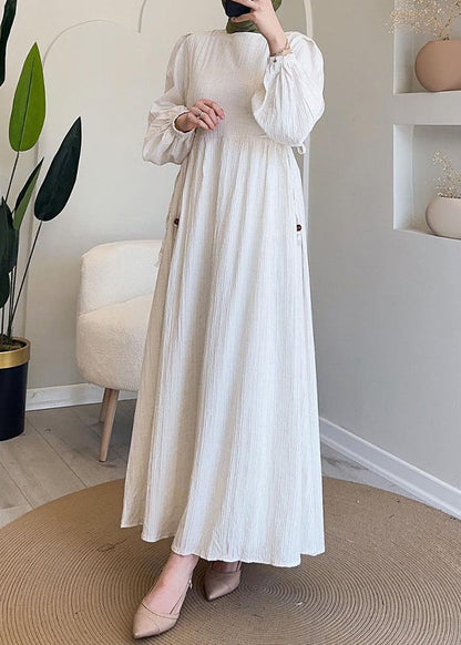 Elegant Green Wrinkled Lace Up Solid Long Dress Spring