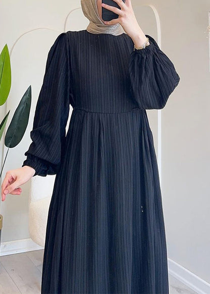 Elegant Green Wrinkled Lace Up Solid Long Dress Spring