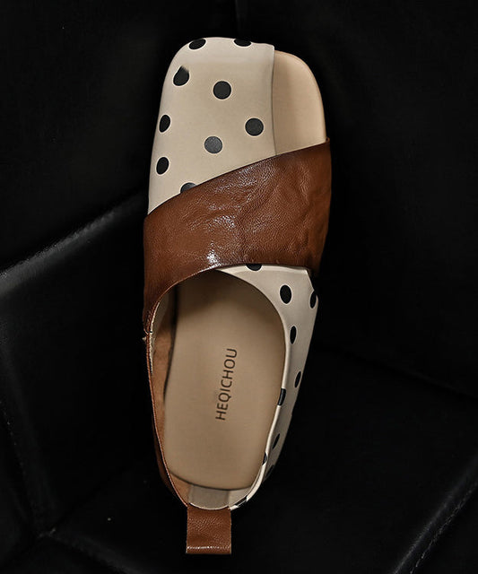 Elegant Hollow Out Hiking Sandals Brown Cowhide Leather