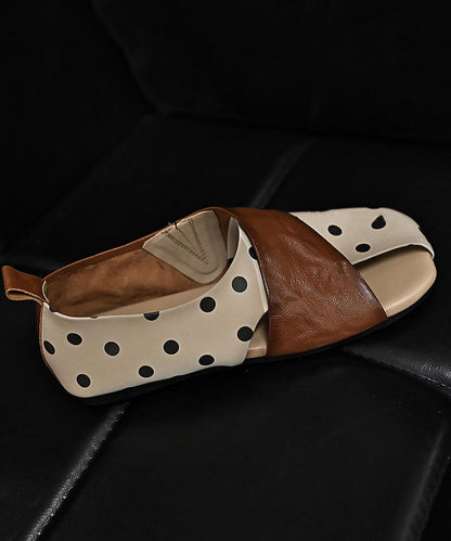 Elegant Hollow Out Hiking Sandals Brown Cowhide Leather