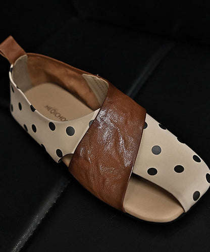 Elegant Hollow Out Hiking Sandals Brown Cowhide Leather