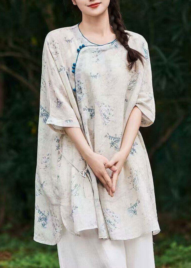 Elegant Light Green Side Open Linen Top Fall