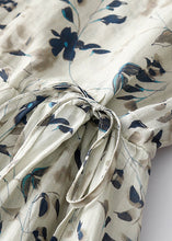 Load image into Gallery viewer, Elegant Light Grey Print Lace Up Cotton Dresses Summer