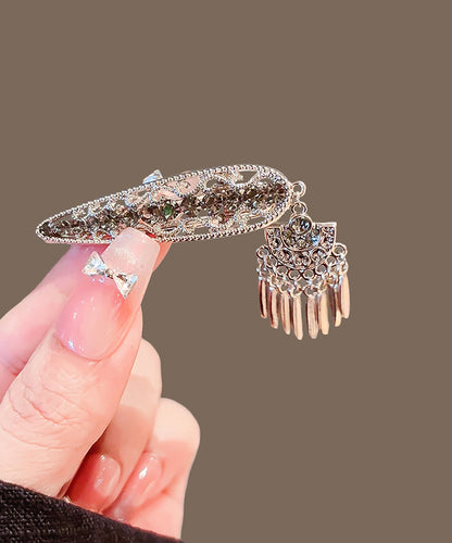 Elegant Metal Alloy Zircon Hollow Out Tassel Hairpin