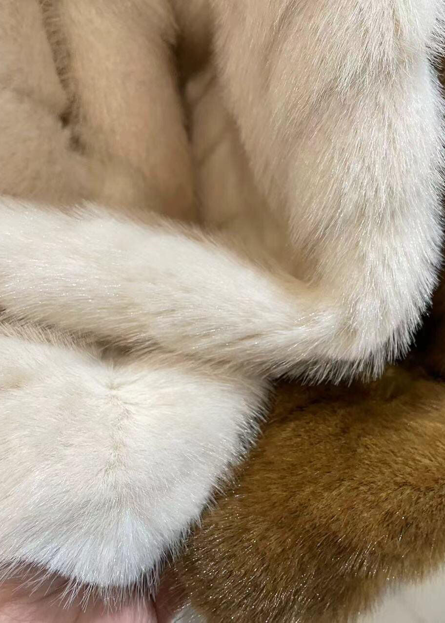 Elegant Milk White Peter Pan Collar Solid Mink Hair Coats Winter