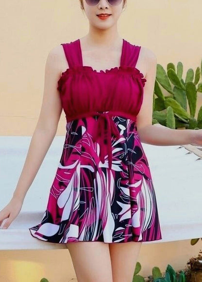 Elegant Mulberry Print Slips Lingerie Set Swimwear
