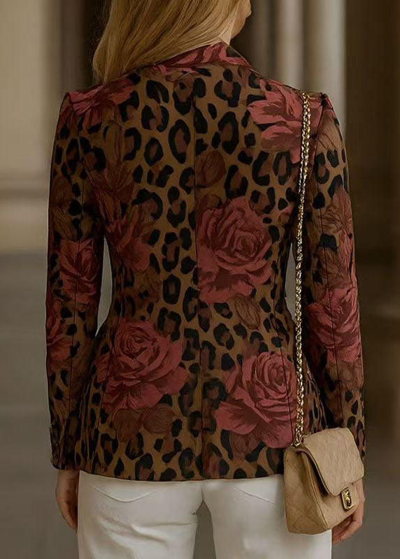 Elegant Peter Pan Collar Button Print Cotton Suit Coats Fall