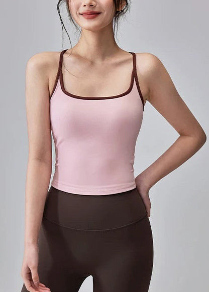 Elegant Pink Backless Gymshark Sports Bra