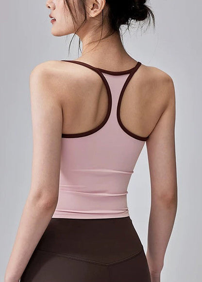 Elegant Pink Backless Gymshark Sports Bra