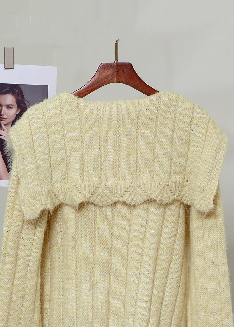 Elegant Pink Fox Fur Floral Button Patchwork Knit Sweater