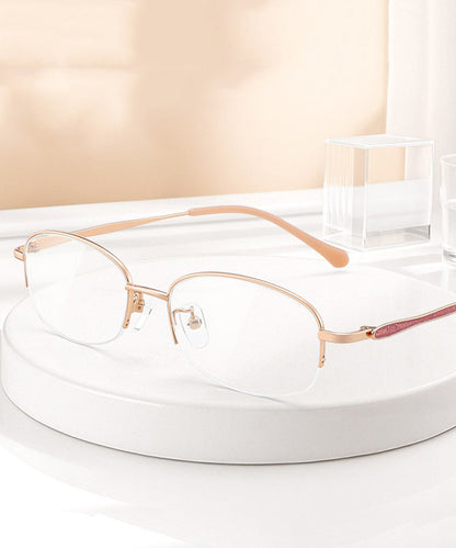 Elegant Pink Titanium Alloy Blue Light Blocking Half Rim Reading Glasses
