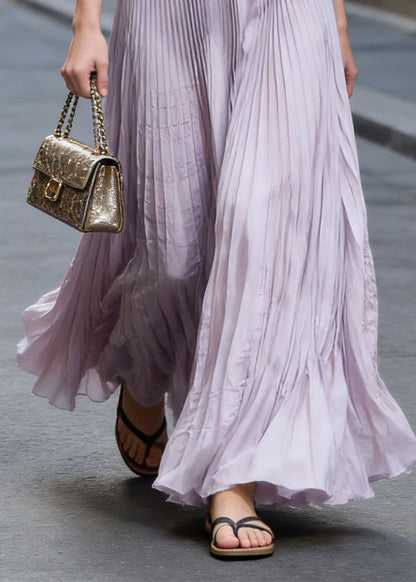 Elegant Pink Wrinkled Exra Large Hem Chiffon Skirts Summer