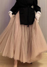 Load image into Gallery viewer, Elegant Pink Wrinkled High Waist Tulle Skirt Spring