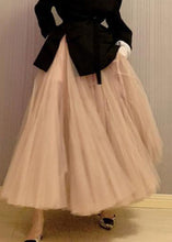 Load image into Gallery viewer, Elegant Pink Wrinkled High Waist Tulle Skirt Spring